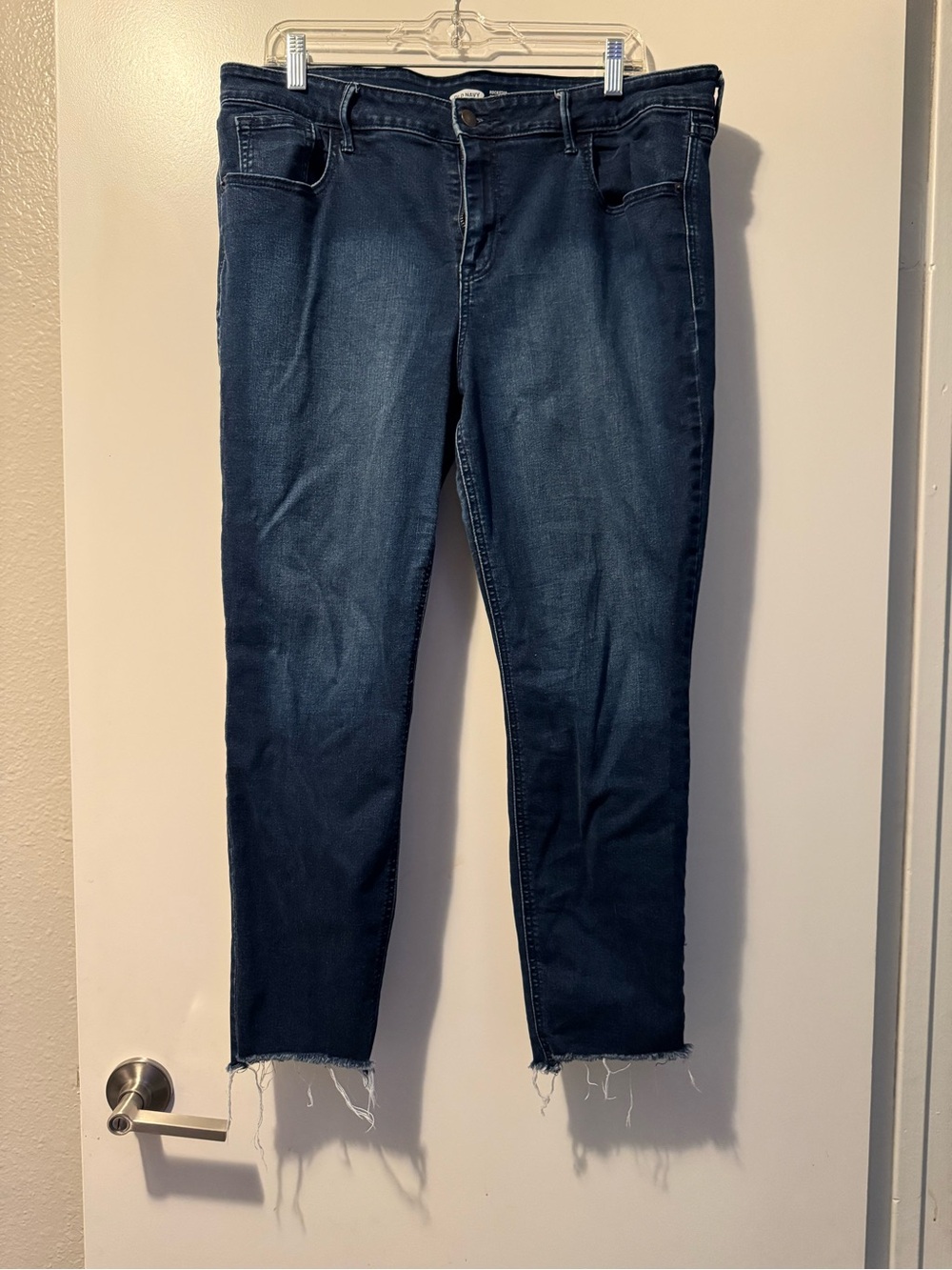 Old Navy Dark Blue Cropped Skinny Jeans with Raw Hem